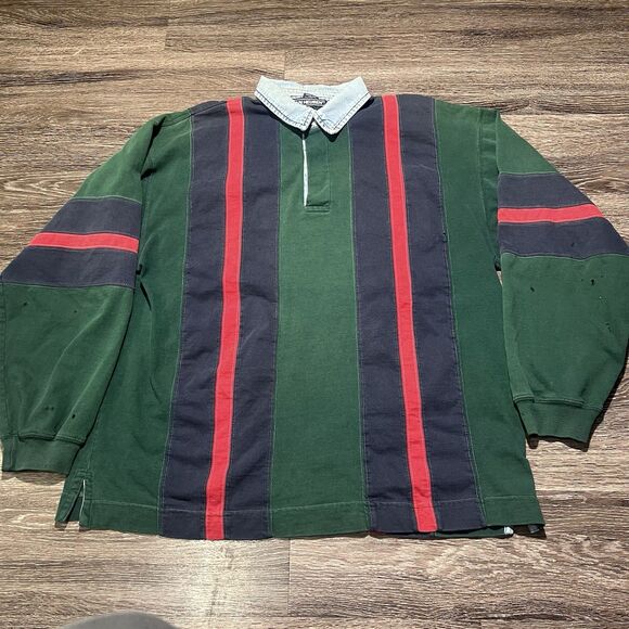 Mens size XL long sleeve rugby collared Van Heusen shirt Vintage - Picture 2 of 11